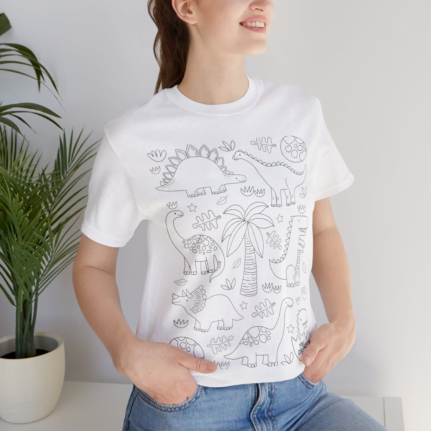 Unisex Jersey Short Sleeve Dinosaur Coloring Tee