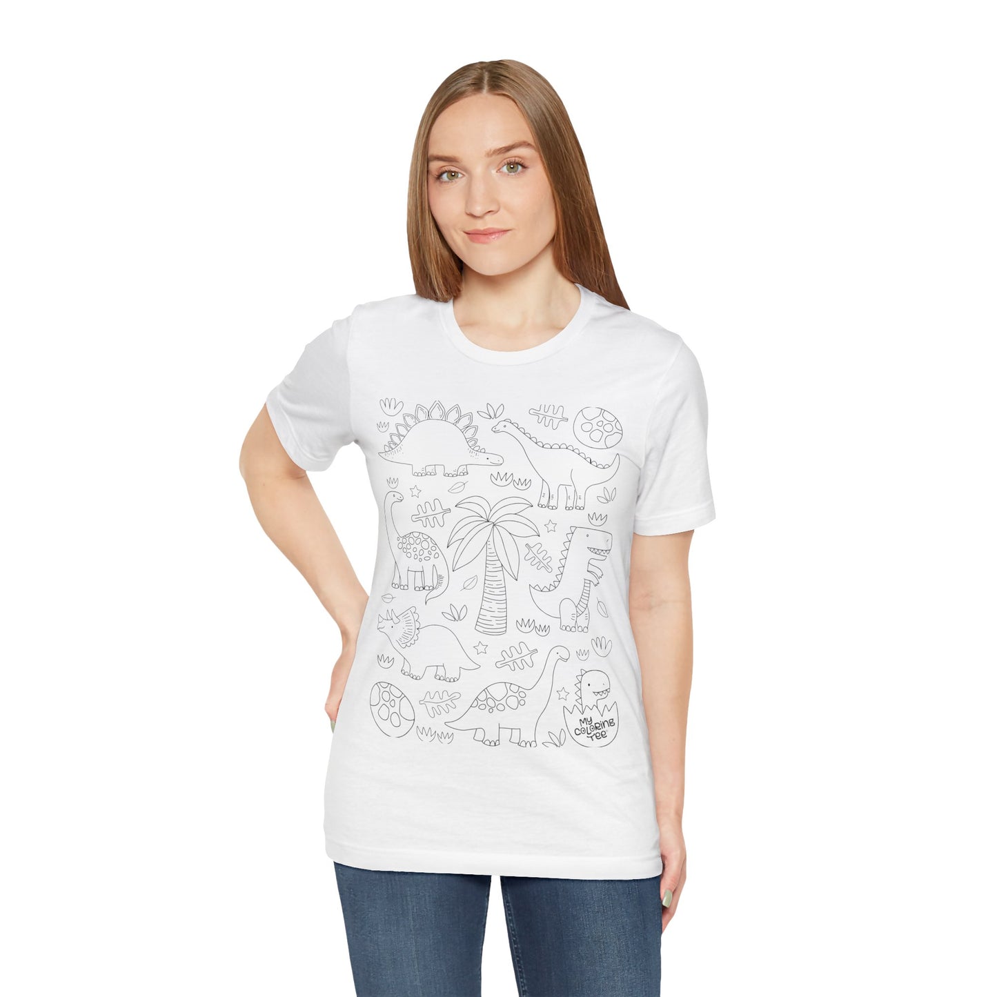 Unisex Jersey Short Sleeve Dinosaur Coloring Tee